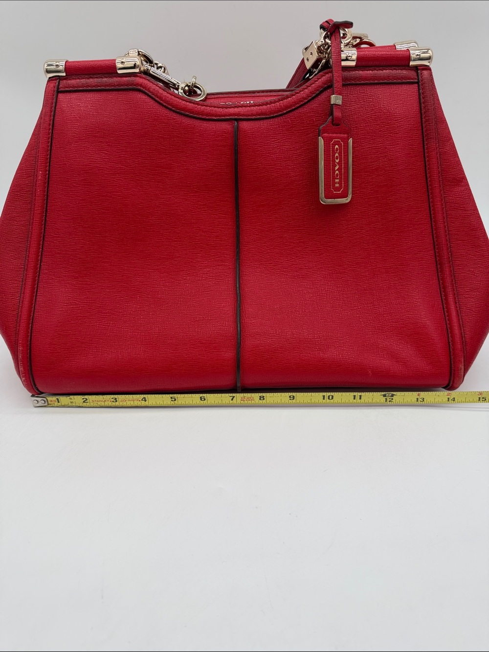 Coach Madison Pinnacle Carrie Satchel/Shoulder Bag Cherry Red #25245 - Picture 9 of 16